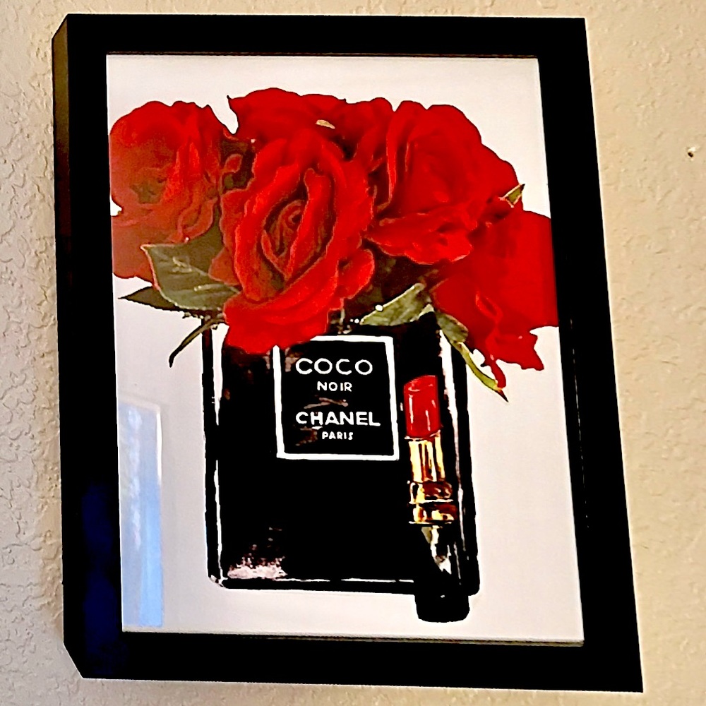 Coco Chanel Flowers Bottle Premium Picture in Frame